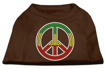 Rasta Peace Sign Shirts Brown Sm